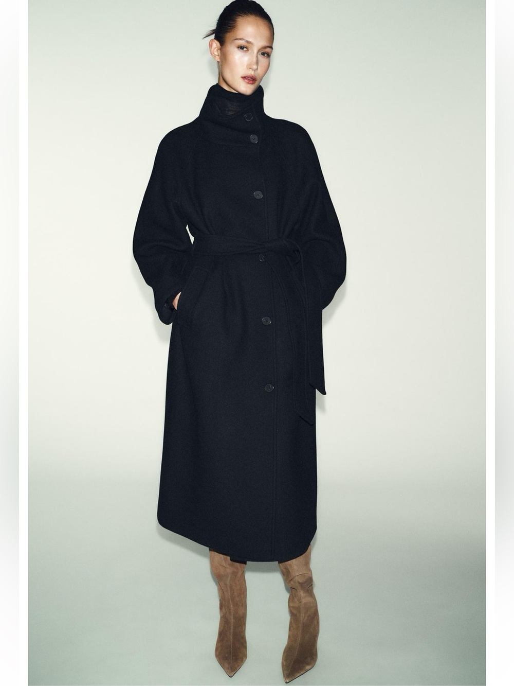 ZARA LONG WOOL COAT WITH HIGH NECK